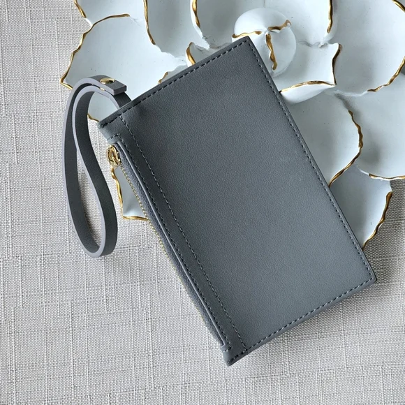 Zara Small Gray Skinny Wristlet Women's Coin Wallet - Picture 7 of 10